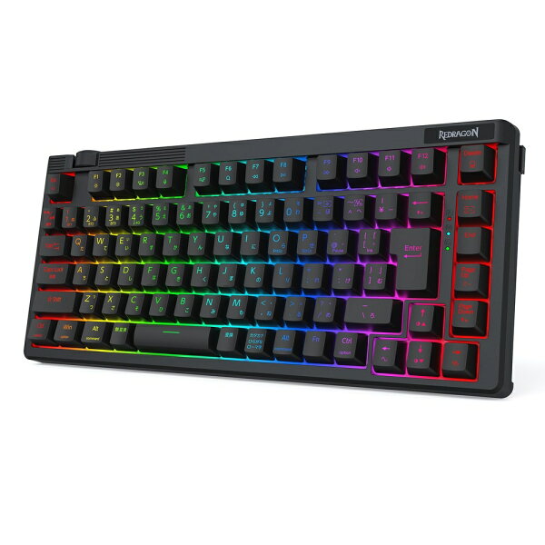 【月初限定｜3,000円以上で350円OFFクーポン】ゲーミングキーボード ワイヤレス 日本語配列 JIS 75% メカニカルキーボード ノブ付き 赤軸 ホットスワップ ガスケット構造 Bluetooth 2.4GHz USB-C有線 3WAY接続 RGB Nキーロールオーバー PBTキーキャップ Redragon K757