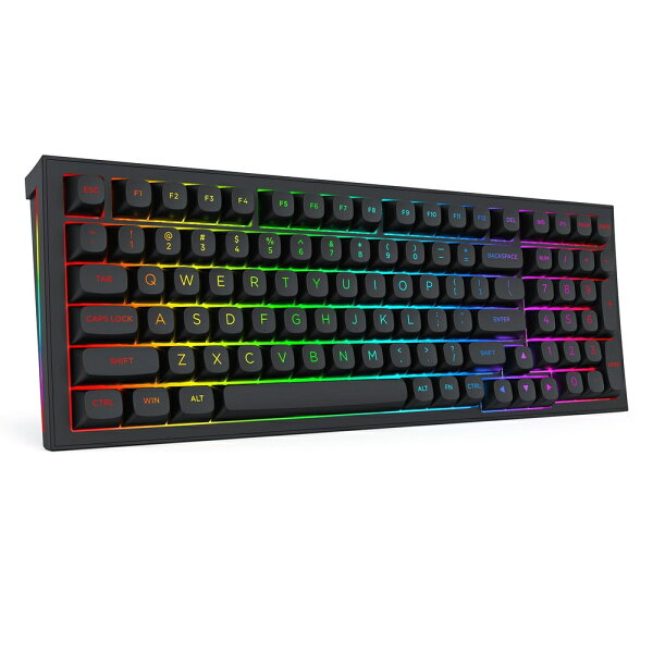 【月初限定｜3,000円以上で350円OFFクーポン】ゲーミングキーボード ワイヤレス メカニカルキーボード 96% テンキー付き 銀軸 99キー US配列 Bluetooth 2.4GHz USB-C 有線 3モード ホットスワップ ガスケット構造 RGB 4000mAh PBT Nキーロールオーバー