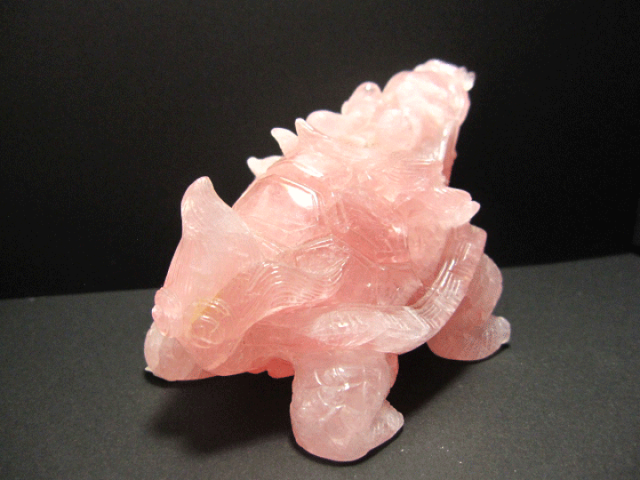 カービング】高品質マダガスカル産ローズクォーツ「願い龍」-5