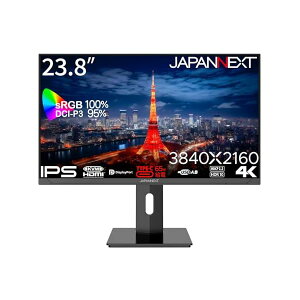 JAPANNEXT 23.8�C���` ���j�^�[ 4K UHD 3840x2160�𑜓x IPS �f�B�X�v���C (KVM/HDMI/USB-C ���d (65W) / DisplayP