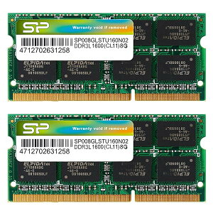 �V���R���p���[ �m�[�gPC�p������ 1.35V (��d��) DDR3L 1600 PC3L-12800 8GB×2�� 204Pin Mac �Ή� SP016GLSTU1