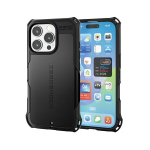 �G���R�� iPhone 16 Pro �P�[�X �ϏՌ� �Ռ��z�� ZEROSHOCK [�t�B�����t��] �n�j�J���\�� 4�p�_�� PM-A24CZEROBK