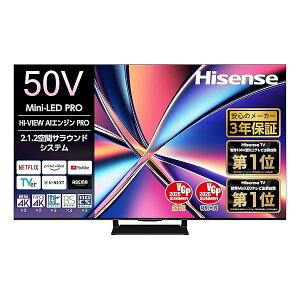 �n�C�Z���X�y3�N�z50V�^ 50U8R 4K Mini LED �ʎq�h�b�g �_�u���^�� �`���[�i�[���� �Q�[�����[�h Pr
