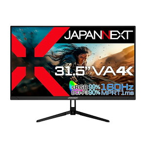 JAPANNEXT 31.5�C���` �Q�[�~���O���j�^�[ 160Hz 1ms 4K 3840x2160�𑜓x VA �p�l�� �f�B�X�v���C (HDMI/Dis