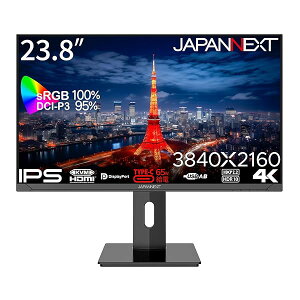 JAPANNEXT 23.8�C���` ���j�^�[ 4K UHD 3840x2160�𑜓x IPS �f�B�X�v���C (KVM/HDMI/USB-C ���d (65W) / DisplayP