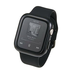 �G���R�� Apple Watch �ی�P�[�X 44mm [Apple Watch SE3/SE2/SE �Ή�] �t���J�o�[ ���^���b�N�f�U�C�� �v���~�A���K���X 10H ���� �w��h�~ ��U�h�~ �u���b�N AW-25DFCGPBK
