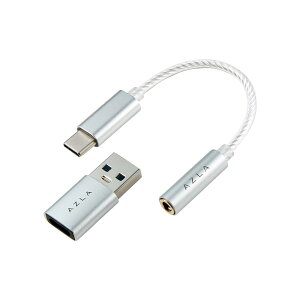 AZLA Smart DAC A150 Silver [USB-C to 3.5mm�W���b�N�ϊ�DAC�P�[�u��] Switch2�Ή� UAC2.0 384KHz/32bit�Ή� 4�Ƀ}�C�N���� USB-A�ϊ��A�_�v�^�[���|�[�`�t�� Weaving�V�[���h�����P�[�u�� ��7cm PC/iPhone/iPad/Android �yAZL