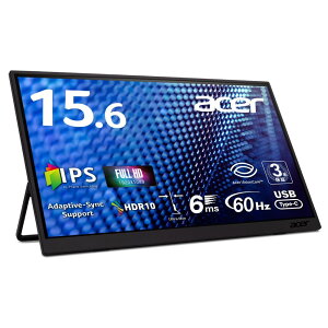 Acer ���o�C�����j�^�[ 15.6�C���` �t��HD IPS ����� 60Hz 6ms(GTG) 700g �����^ Adaptive-Sync HDR10 mini HDMI 2.0 USB-C �f���A���X�s�[�J�[ ���i�K�`���g���� NTSC 45% �u���[���C�g�ጸ 3�N(�p�l����1�N) PM161QJbmi