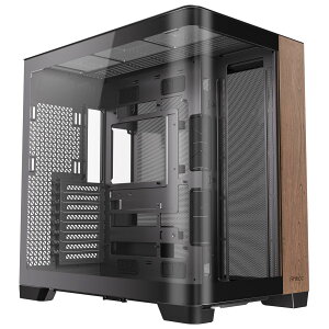 ANTEC PC�P�[�X C8 Curve Wood �u���b�N �ؐ��t�����g�p�l�� �O�ʂƑ��ʂ���̂ɂȂ����Ȗʋ����K���X�p�l���𓋍ڂ�����p�^�t���^���[PC�P�[�X Antec Constellation C8 Curve Wood