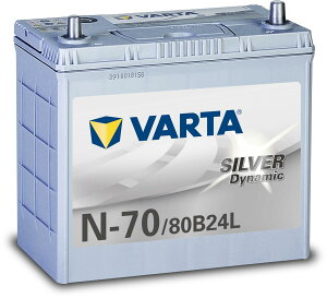 VARTA(�o���^) Silver Dynamic N-70/80B24L ���Y�ԗp�o�b�e���[ �A�C�h�����O�X�g�b�v��/�[�d�����/�W���� �i�����E�����e�i���X�t���[�j N-55�݊�