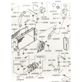 ZRX400/400-II(ZR400E)　ウォーターポンプ　図中(49044番)　49044-1092　(49044-1075より品番統一) 1108K-49044-1092