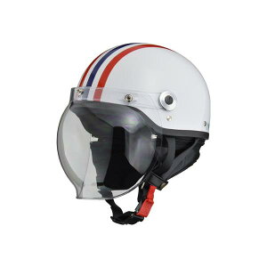 リード工業 LEAD CR-760 ハーフヘルメット&バブルシールド フリーサイズ(57-60cm未満) カラー ホワイトXレッド・ブルー 1128K-LEAD-CR-760-WRB