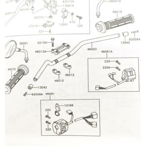 �o���I�X(ZR250A)�@A4�`(1994�N���f���`)�@�E�n���h���X�C�b�`(�E�X�C�b�`�{�b�N�X)�@�}��(46091A��)�@���i�ԍ��@46091-1663 (46091-1591���i�ԓ���) 228k460911663