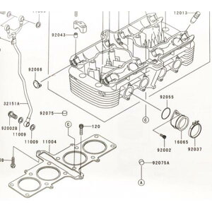 ゼファー1100RS(ZRT10A) インテークマニホールド(インシュレーター)&Oリング  1台分 図中(16065番&92055番) 16065-1253 92055-1295 各4個 269K16065-1253X4-92055-1295X4