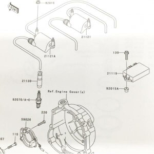 ゼファーカイ(ZR400C) プラグキャップ 1台分 図中(21130番)  21130-1071 4個 300K21130-1071X4