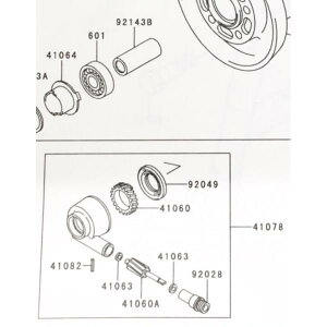 ゼファー750RS(ZR750C) メーターギヤケース (メーターギアボックス メーターギヤボックス メーターギアケース) 図中(41078番) 41078-1069 628K41078-1069