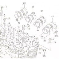 イナズマ400(GK7BA)　★2001年モデル～　インシュレーター　(インテークパイプ)　1台分　図中(20＆21番)…