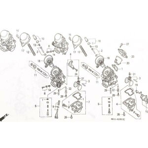 CB1000SF(SC30) �L���u���^�[�K�X�P�b�g�Z�b�g (�L���uO/H�p)�@1�䕪�@ �}��(1��) 16010-MZ5-920�@4�@(16010-MV9-670 16010-MZ1-790���i�ԓ���)�@ �@�@ 97K16010MZ5920X4