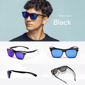 【1,500円OFF！8/11まで】オーバーサングラス メンズ 跳ね上げ式 UV99％カット オーバーグラス メガネの上から サングラス ブルー ミラーレンズ UVカット 紫外線カット ドライブ ゴルフ 釣り 登山 車 運転 エーフィット A-FIT AF-OS14BLMR