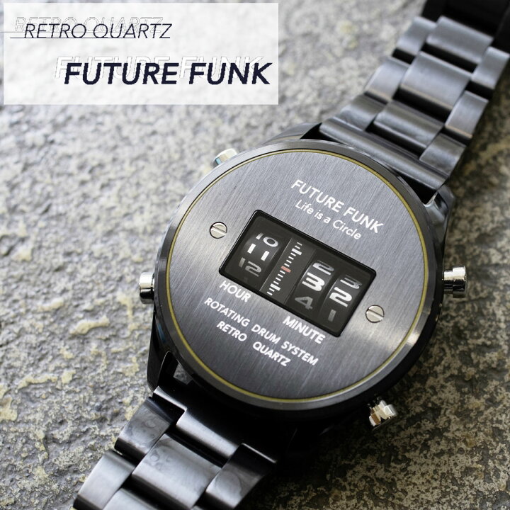 楽天市場 Future Funk フューチャーファンク Ff102 Bkyl Mt クオーツ腕時計 メンズ ブラック アナログ デジタル ウォッチ メタルバンド Sputnicks スプートニクス