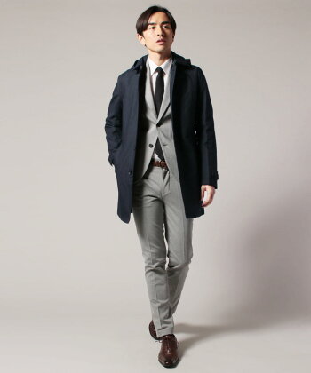 楽天市場 ビジネスコート ステンカラーコート メンズ ブランド アウター スプリングコート 春 秋 冬 ボンディング フード脱着 Audience オーディエンス Aud2584 Sputnicks スプートニクス