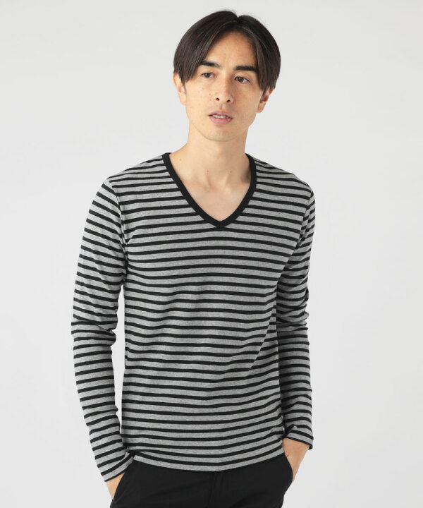 楽天市場】カットソー メンズ スリム 長袖 Vネック vネック 白tシャツ 