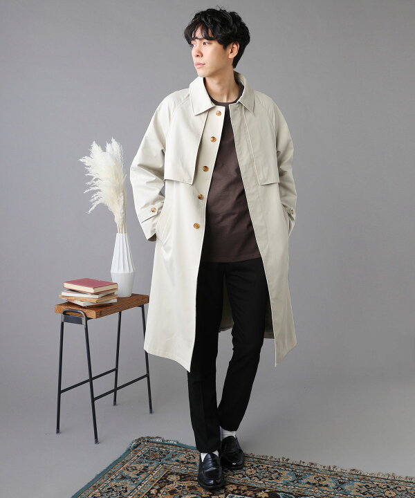 楽天市場 ステンカラーコート ロングコート メンズ 春 春服 秋 秋服 Tc ギャバジン バルマカーンコート コート ストームシールド 上品 シンプル カジュアル アイボリー ブラック サックス M L Xl Slick スリック Sputnicks スプートニクス