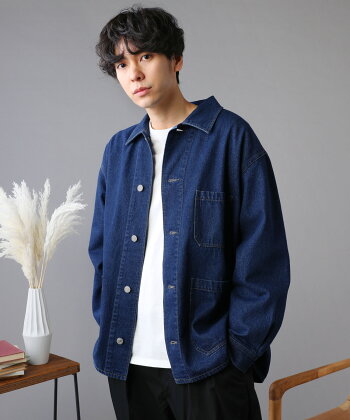 楽天市場 セットアップ対応 デニムジャケット カバーオール ジャケット デニム ブルゾン メンズ 春 秋 春服 秋服 M L X Slick スリック Sputnicks スプートニクス