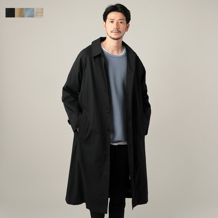 楽天市場 コート ロングコート ステンカラーコート アウター メンズ 春 秋 春服 秋服 オーバーサイズ ラフ 無地 チェック 綿100 Tr生地 ブラック ベージュ ブルー ガンクラブ Sputnicks スプートニクス