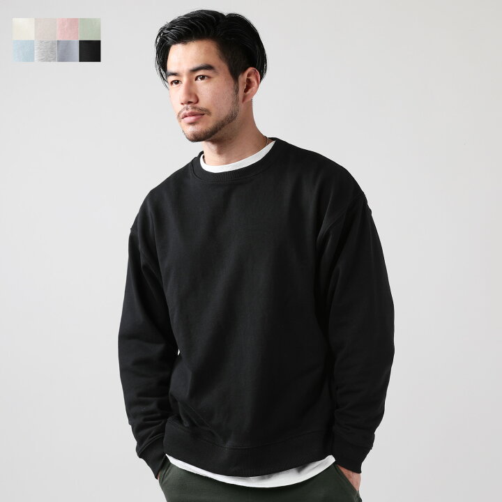 楽天市場 スウェット トレーナー メンズ 春 秋 春服 秋服 クルーネック 引き揃え 裏毛 Big ラフ くすみ ビッグシルエット オーバーサイズ ドロップショルダー ホワイト グレー ピンク グリーン ブラック M L Sputnicks スプートニクス