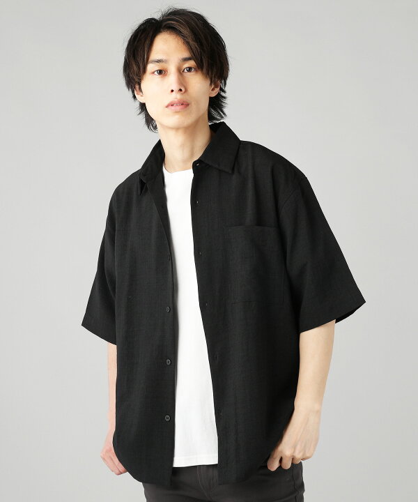 楽天市場 シャツ メンズ メンズファッション 春 春服 夏 夏服 5分袖 半袖 テック リネン シャンブレー レギュラーシャツ オーバーサイズ ビッグシルエット キナリ ブラック グレー ベージュ カーキ ネイビー M L Sputnicks スプートニクス
