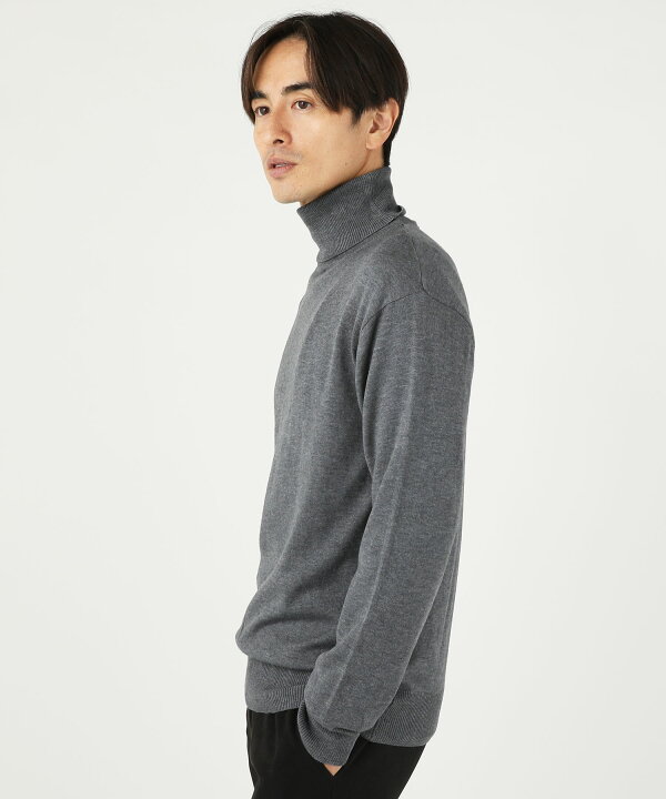 驚きの安さ ハイネック メンズ Uniqlo 濃グレー 無地 Tシャツ