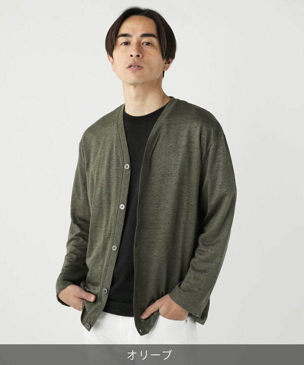 名作 メンズ リネンカーディガン ユニクロ カーディガン