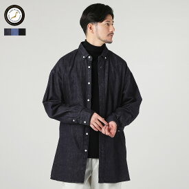 【SALE40】シャツ メンズ 春 秋 春服 秋服 長袖 デニム 日本製 国産 備中備後 6オンス 釦ダウン ボックスシルエット Aライン ボクシーAライン インディゴ ダークインディゴ インディゴブルー M L AUD6391【返品交換不可】