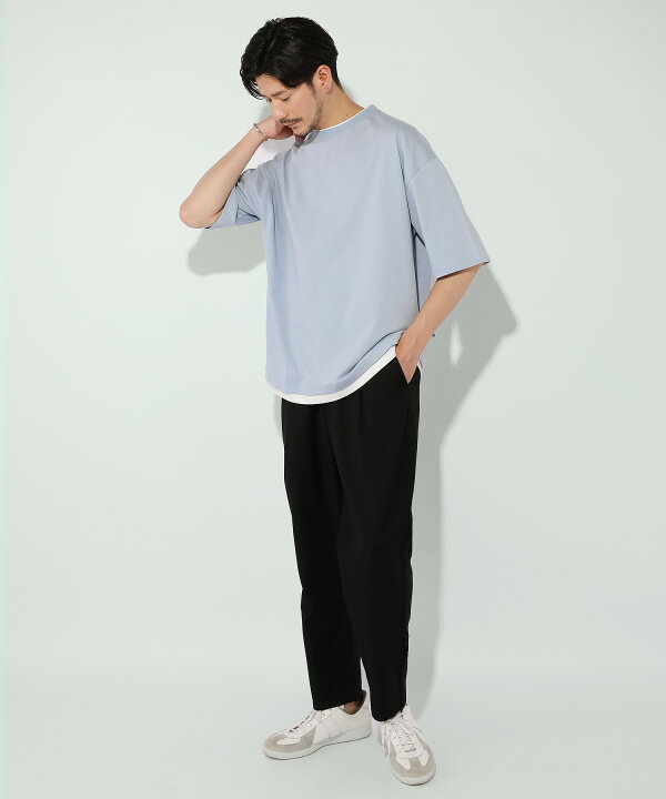 楽天市場 メール便送料無料 Tシャツ メンズ カットソー 半袖 夏 夏服 春 春服 S M L Xl ファッション フェイクレイヤード ルーズシルエット ニュアンスカラー ブラック ホワイト ブラウン ワイン サックス インクブルー グレー Sputnicks スプートニクス