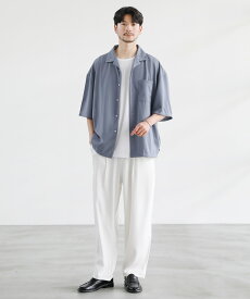 【3点セット】 セットアップ メンズ 夏 夏服 春 春服 春夏 カジュアル シャツ 半袖 5分袖シャツ オープンカラーシャツ タンクトップ パンツ ワイドパンツ イージーパンツ 透かし編み レース ストライプ 大きめ ゆったり 大きいサイズ S M L XL