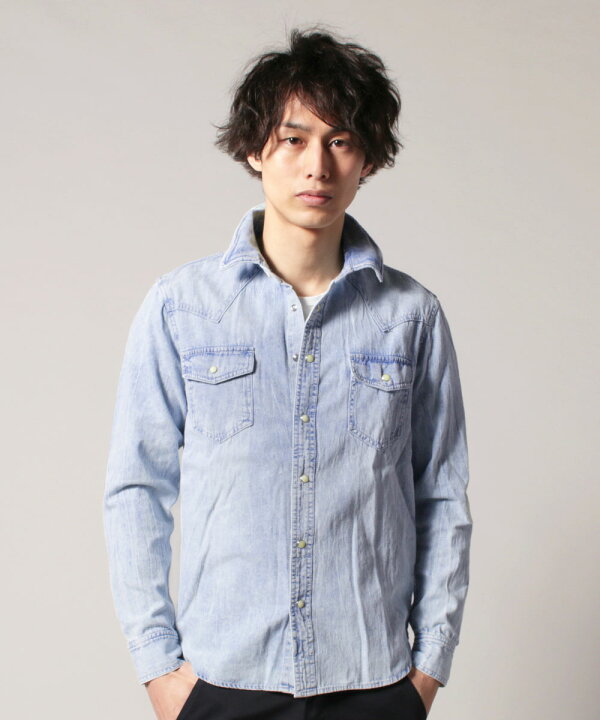 楽天市場 デニムシャツ メンズ 春 秋 ユーズド Used ウエスタン ヨーク シャツ 襟 ワイヤー デニム 長袖 シャツ ジャケット M L Spu スプ Sputnicks スプートニクス