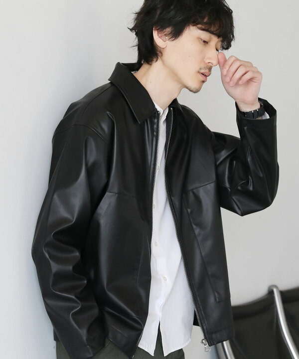 A 刺々しい LEATHER ドライバーズジャケット M〜L （58）黒