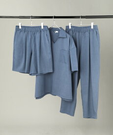 【SALE10】 【3点セット】 セットアップ メンズ 夏 夏服 春夏 シャツ 半袖 5分袖シャツ スキッパー プルオーバー イージーパンツ ショーツ ショートパンツ ロングパンツ イージーショーツ ハーフパンツ 接触冷感 テックリネン ゆった 【返品交換不可】