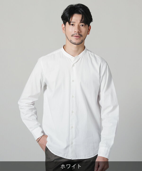楽天市場】シャツ バンドカラーシャツ メンズ 秋 秋服 春 春服 長袖 綿 