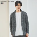 【SALE50】 カーディガン トップス メンズ 秋 秋服 冬 冬服 ニットソー ノーカラー メランジ 2ポケット ボタンレス 長袖 ライトアウター ビジネス オフィス キレイめ 杢 【返品交換不可】
