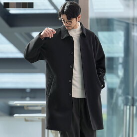 【SALE20】 ステンカラーコート ロングコート アウター メンズ メンズファッション 冬 冬服 メルトン オフィスカジュアル 通勤 通学 リラックス 通勤 暖かい ポケット 裏地 無地 ブラック モカ ネイビー グレージュ オフベージュ 【返品交換不可】