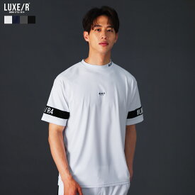 【セットアップ対応】 ゴルフウェア メンズ カットソー Tシャツ 夏 夏服 ゴルフ 接触冷感 吸水 伸縮 速乾 ナイロン ハイネック スポーツ トレーニング 半袖 ストレッチ ロゴ 刺繍 ホワイト ネイビー チャコール ブラック M L XL ラグジュ LUXE/R 46293