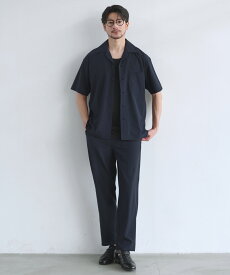 【上下2点セット】 セットアップ メンズ 夏 夏服 半袖 上下セット ノーカラー カーディガン 半袖カーデ シャツ オープンカラーシャツ 半袖シャツ イージーパンツ AIR TECH DOT 接触冷感 防シワ 速乾 ストレッチ 涼しい マシンウォッシャブル S M L LL XL