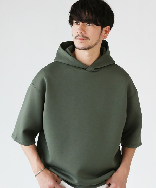 楽天市場 プルパーカー プルオーバー パーカー メンズ 春 夏 春服 夏服 ハーフスリーブ 半袖 五分袖 ポンチ ワイドシルエット オーバーサイズ フード ドロップショルダー ストレッチ 伸縮性 ブラック ネイビー カーキ ベージュ M L Xl Spu スプ Sputnicks