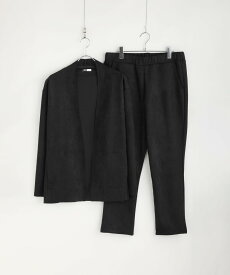 【上下2点セット】 セットアップ メンズ ノーカラージャケット カーディガン テーパードパンツ イージーパンツ 秋 秋服 冬 冬服 春 春服 ノーカラー ボタンレス ポンチ ピーチスキン 上下セット ストレッチ キレイめ
