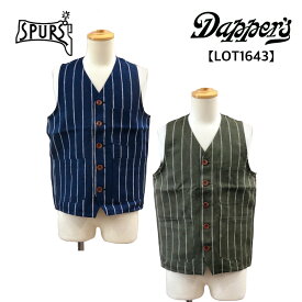 【当店オススメ】Dapper`s (ダッパーズ) Classical Linen Stripe Work Vest　[LOT1643] ベスト クラシカル ワーク リネン 麻 ストライプ アメカジ メンズ 日本製 送料無料