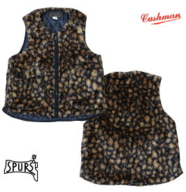 CUSHMAN クッシュマン) LEOPARD FUR VEST [21383] ベスト レオパード ヒョウ柄 アニマル柄 アクリル 中綿 キルティング 50s アメカジ メンズ 日本製 送料無料