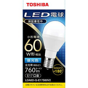 Ԍy[J[݌Ɍz  TOSHIBA LED^d LDA6D-G-E17S60V2 E17 60W` F zp180°@4580625138600