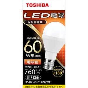 Ԍy[J[݌Ɍz  TOSHIBA LED^d LDA6L-G-E17S60V2 E17 60W` dF zp180°@4580625138563